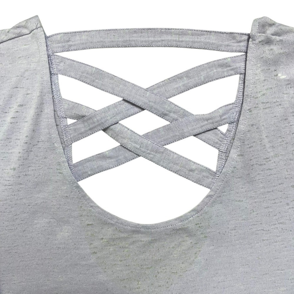 XL Earth Yoga Purple Ombre Lattice Back Organic Cotton Long Sleeve Athleisure - Picture 3 of 7